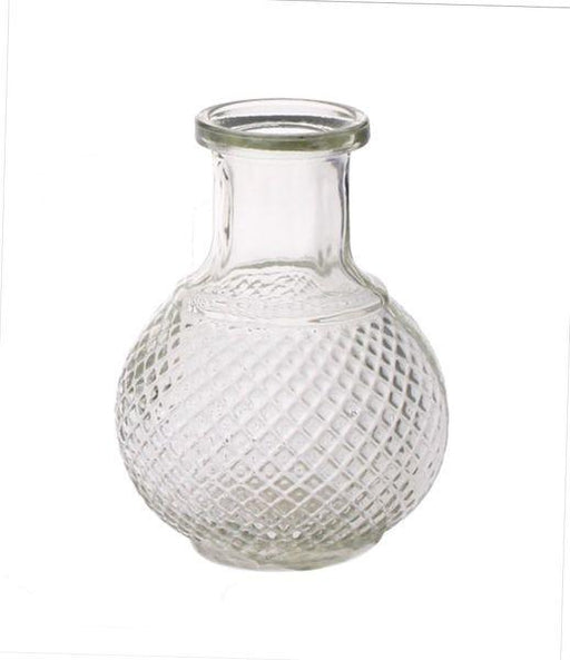 Clear Glass Onion Bottle Vase (11.5cm x 9cm) - Elegant Vase for Floral Displays and Home Decor - Lost Land Interiors
