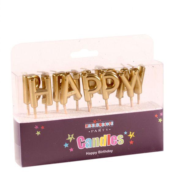 Happy Birthday Pick Candle- Metallic Gold / Silver - Pack of 6 (48) - Lost Land Interiors