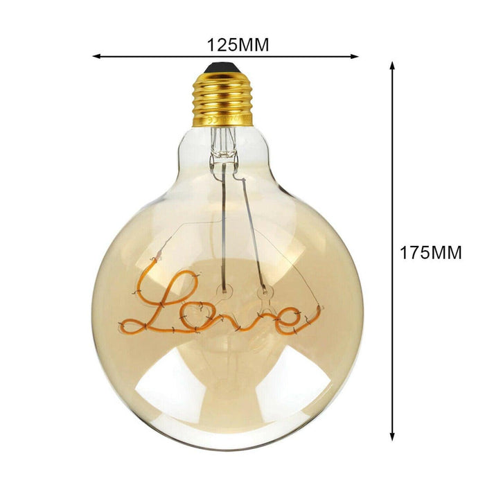 LED Soft Light G125 E27 Love 4W Filament Glass Retro Warm White~1042 - Lost Land Interiors