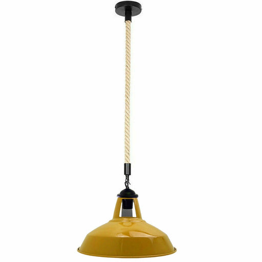 Industrial Vintage Metal Shade Chandelier Retro Ceiling Lamp Yellow Shade Pendant Light~3887 - Lost Land Interiors