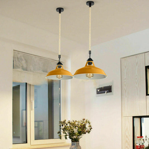 Industrial Vintage Metal Shade Chandelier Retro Ceiling Lamp Orange Shade Pendant Light~3880 - Lost Land Interiors