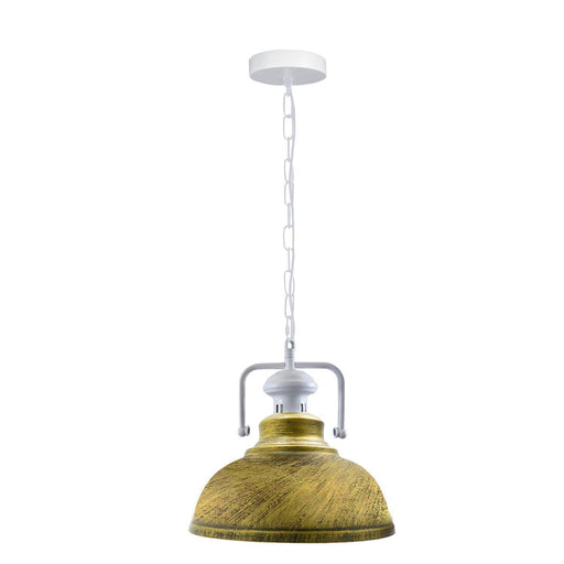 Industrial vintage Retro Indoor Hanging Metal Brushed Brass Pendant Light E27 UK Holder~3853 - Lost Land Interiors