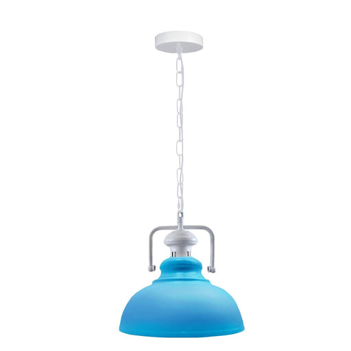 Industrial vintage Retro Indoor Hanging Metal Light Blue Pendant Light E27 UK Holder~3847 - Lost Land Interiors