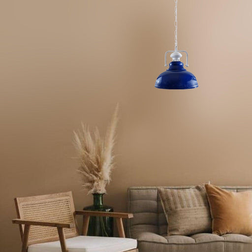 Industrial vintage Retro Indoor Hanging Ceiling Metal Navy Blue Pendant Light E27 UK Holder~3840 - Lost Land Interiors