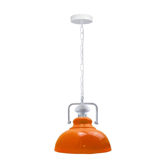 Industrial vintage Retro Indoor Hanging Ceiling Metal Orange Pendant Light E27 UK Holder~3839 - Lost Land Interiors