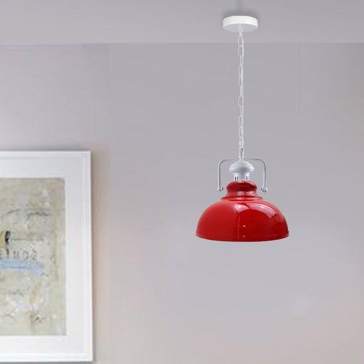 Industrial vintage Retro Indoor Hanging Ceiling Metal Red Pendant Light E27 UK Holder~3838 - Lost Land Interiors