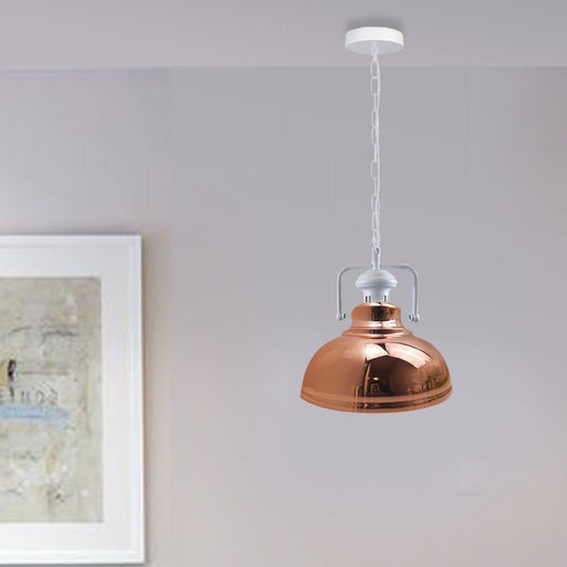 Industrial vintage Retro Indoor Hanging Ceiling Metal Rose Gold Pendant Light E27 UK Holder~3837 - Lost Land Interiors