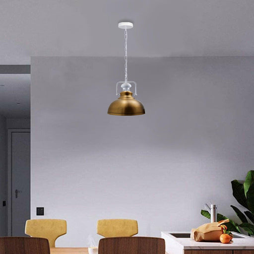 Industrial vintage Retro Indoor Hanging Ceiling Metal Yellow Brass Pendant Light E27 UK Holder~3834 - Lost Land Interiors