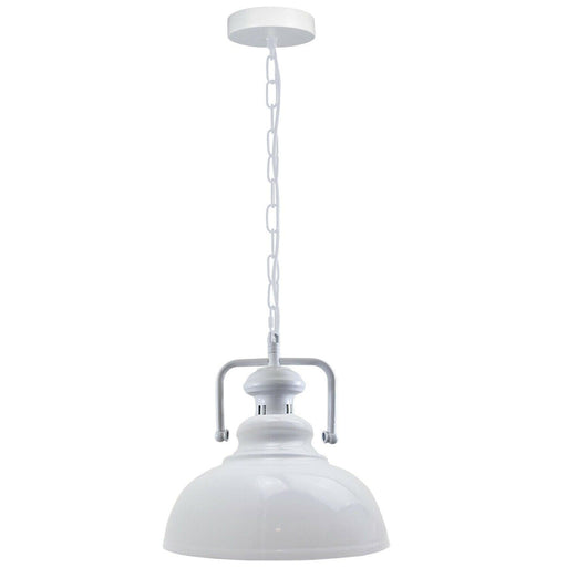 Industrial vintage Retro Indoor Hanging Ceiling Metal White Pendant Light E27 UK Holder~3832 - Lost Land Interiors