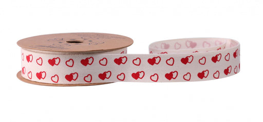 White with Red & White Hearts Ribbon (20mm x10yds) - Lost Land Interiors