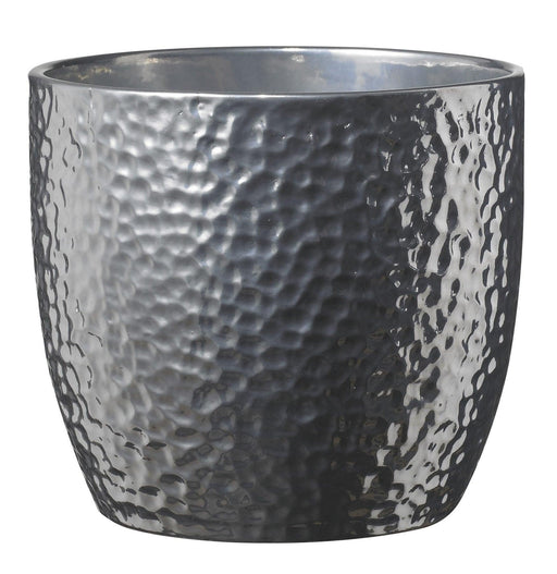 Boston Metallic Ceramic Pot Shiny Silver (19cm) Indoor Planters - Lost Land Interiors