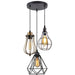 Industrial Kitchen Island Chandelier 3 Light Cage Ceiling Hanging Pendant Lamp~4067 - Lost Land Interiors