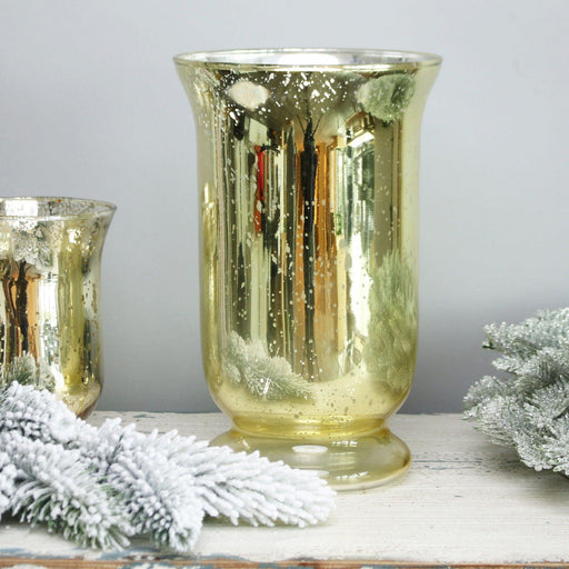 Medium Shiny Speckle Champagne Hurricane Vase - Lost Land Interiors