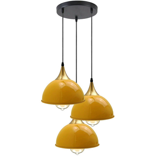 Yellow 3 Way Vintage Industrial Metal Lampshade Modern Hanging Retro Ceiling Pendant Lights~3517 - Lost Land Interiors