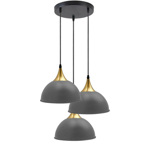 Grey 3 Way Vintage Industrial Metal Lampshade Modern Hanging Retro Ceiling Pendant Lights~3519 - Lost Land Interiors