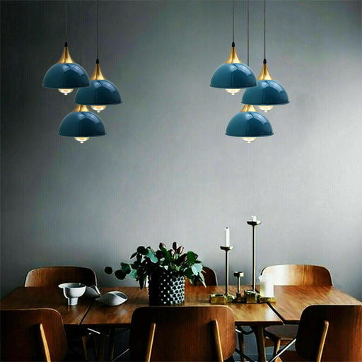 Navy Blue 3 Way Vintage Industrial Metal Lampshade Modern Hanging Retro Ceiling Pendant Lights~3524 - Lost Land Interiors