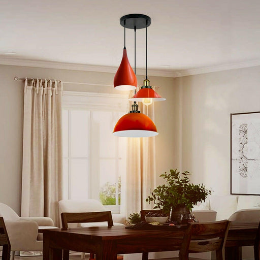 Orange Modern 3 Head Metal Hanging Light Shade Ceiling Pendant Light~3515 - Lost Land Interiors
