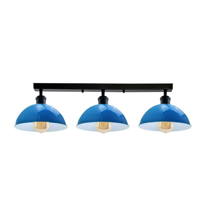 Industrial Steam Punk Blue 3 Way Over Table Light Indoor Ceiling Hanging Light Metal~3589 - Lost Land Interiors