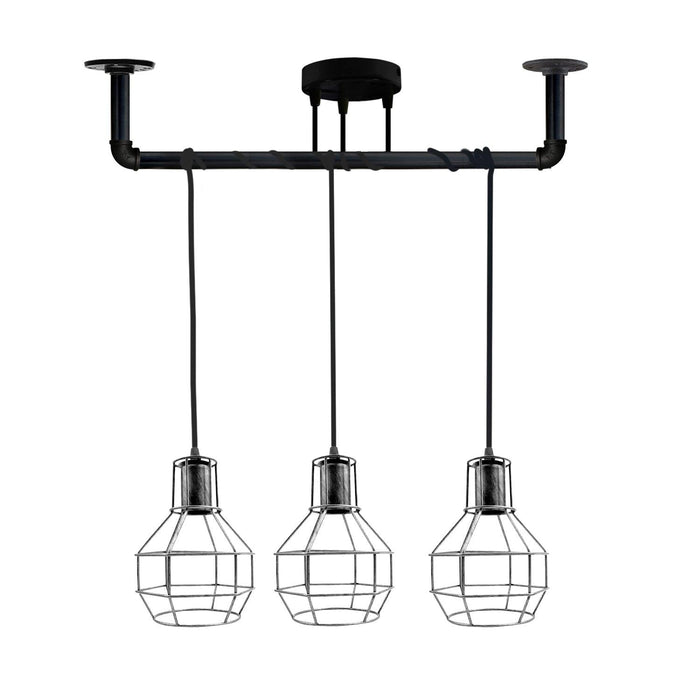 Industrial Style Ceiling Brushed Silver 3 Lights Modern Metal Pipe Retro Loft Pendant Lamp~3602 - Lost Land Interiors