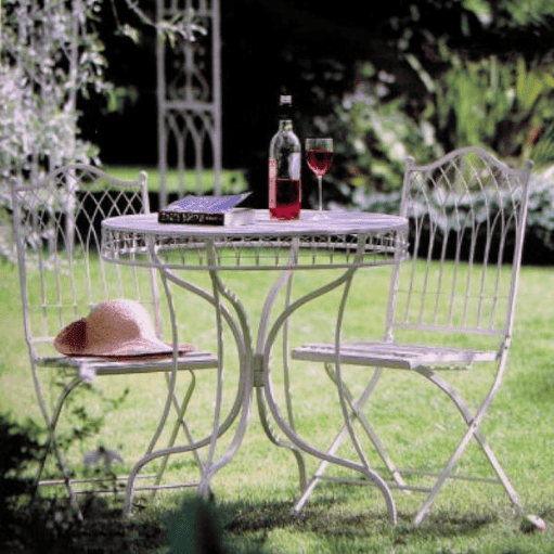 Hampton Cream Metal Bistro Set - Outdoor Seating Sitting Area Garden Furniture - Lost Land Interiors