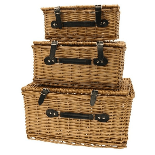 Hamper Basket Set - Wicker - Set of 3 Picnic Hampers - Lost Land Interiors