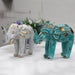 Wood Carved Elephant - White Gold - Lost Land Interiors