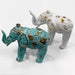 Wood Carved Elephant - Turquois Gold - Hand Carved in Bali - Lost Land Interiors