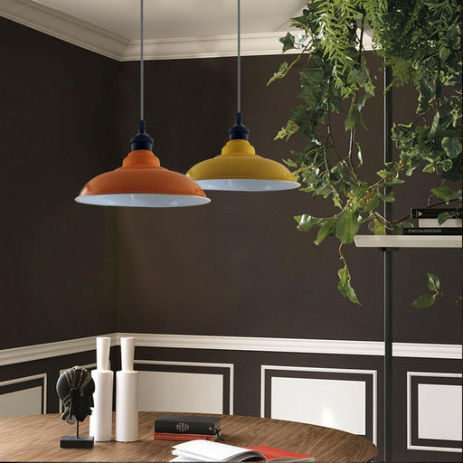 LEDSone industrial Vintage  32cm  Orange Pendant Retro Metal Lamp Shade E27 Uk Holder~3685 - Lost Land Interiors