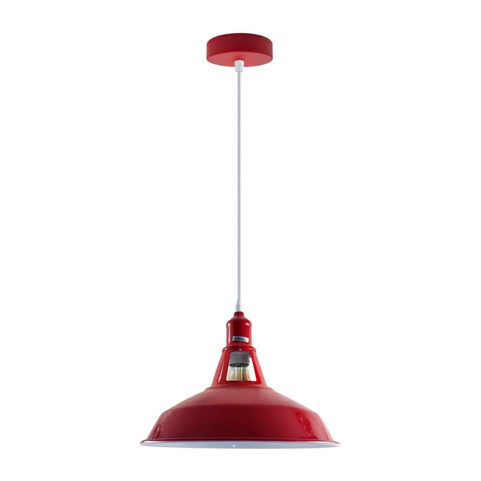 Industrial Vintage Modern Metal Retro  E27 Ceiling Red Barn Slotted Pendant Shade~3742 - Lost Land Interiors
