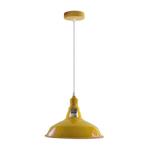 Industrial Vintage Modern Metal Retro  E27 Ceiling Yellow Barn Slotted Pendant Shade~3740 - Lost Land Interiors