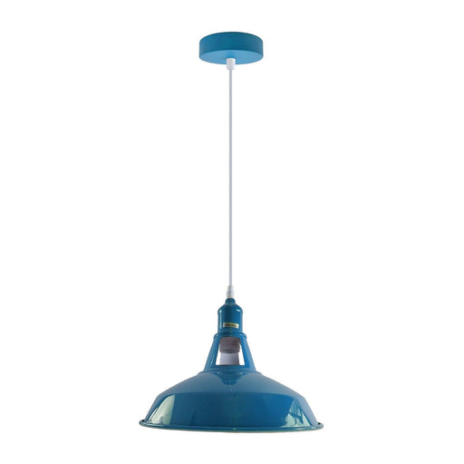 Industrial Vintage Modern Metal Retro  E27 Ceiling Blue Barn Slotted Pendant Shade~3738 - Lost Land Interiors