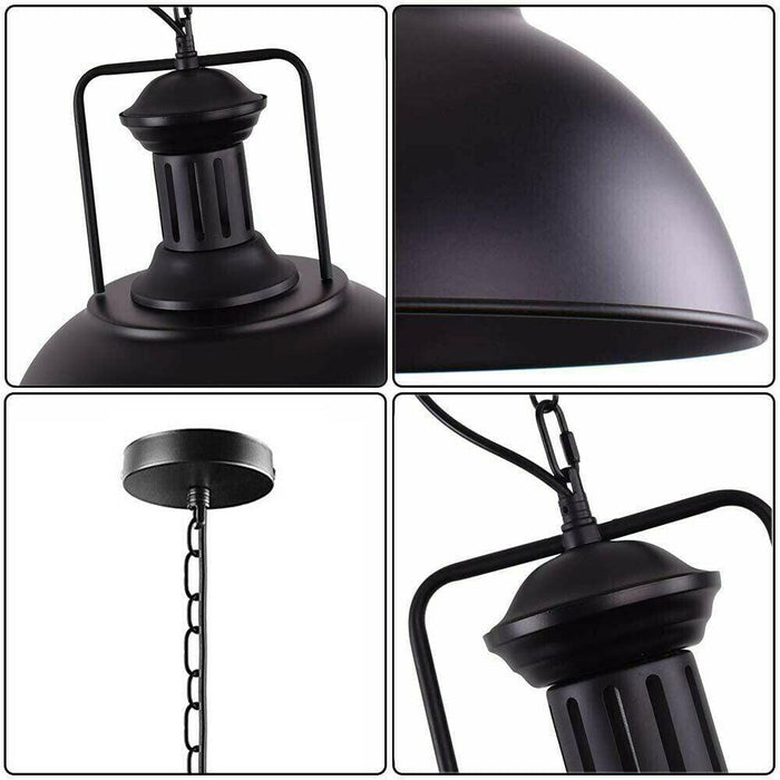 Industrial vintage Metal  Adjustable Hanging ceiling Black Lampshades E27Uk holder~3806 - Lost Land Interiors