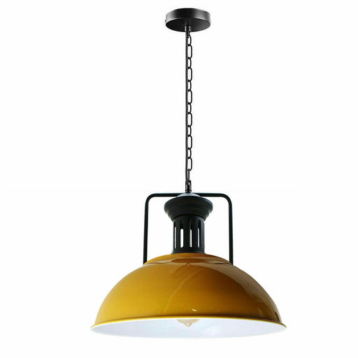 Industrial vintage Metal  Adjustable Hanging ceiling Yellow Lampshades E27Uk holder~3805 - Lost Land Interiors