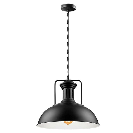 Industrial vintage Metal  Adjustable Hanging ceiling Black white inner Lampshades E27Uk holder~3804 - Lost Land Interiors