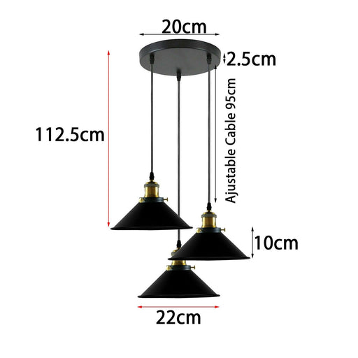 Industrial Vintage Metal Pendant Light Shade Chandelier Retro Ceiling Black LampShade~3867 - Lost Land Interiors