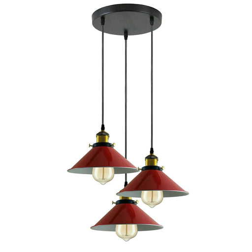 Industrial Vintage Metal Pendant Light Shade Chandelier Retro Ceiling Red LampShade~3866 - Lost Land Interiors