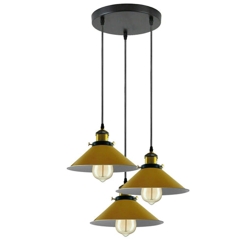 Industrial Vintage Metal Pendant Light Shade Chandelier Retro Ceiling Yellow LampShade~3861 - Lost Land Interiors