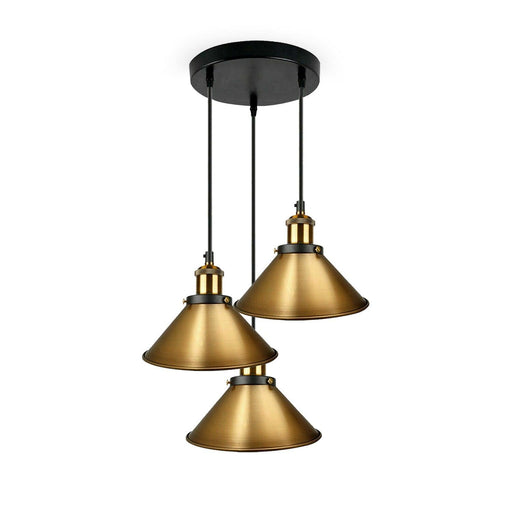 Industrial Vintage Metal Pendant Light Shade Chandelier Retro Ceiling Yellow Brass LampShade~3860 - Lost Land Interiors