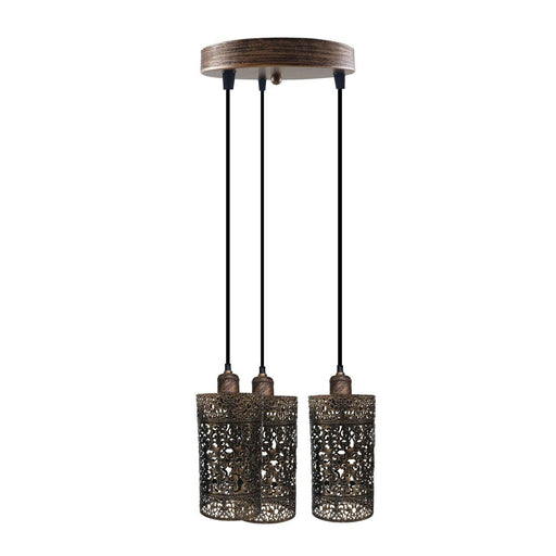 Industrial Vintage Retro 3 way pendant Round ceiling e27 base Brushed Copper Metal Lamp~3923 - Lost Land Interiors