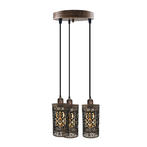 Industrial Vintage Retro 3 way pendant Round ceiling e27 base Brushed Copper Metal Lamp~3923 - Lost Land Interiors
