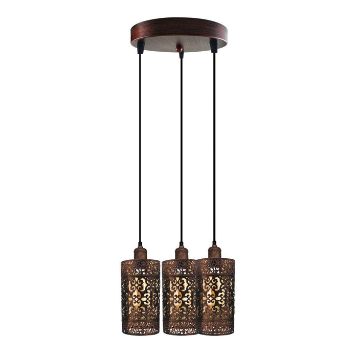 Industrial Vintage Retro 3 way pendant Round ceiling e27 base Rustic RedMetal Lamp~3921 - Lost Land Interiors