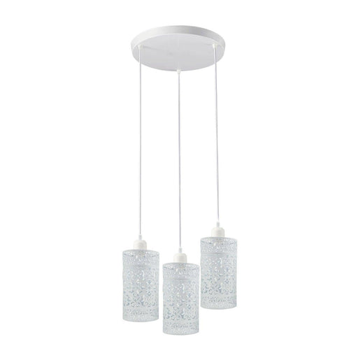 Industrial Vintage Retro 3 way pendant Round ceiling e27 base White Metal Lamp~3920 - Lost Land Interiors