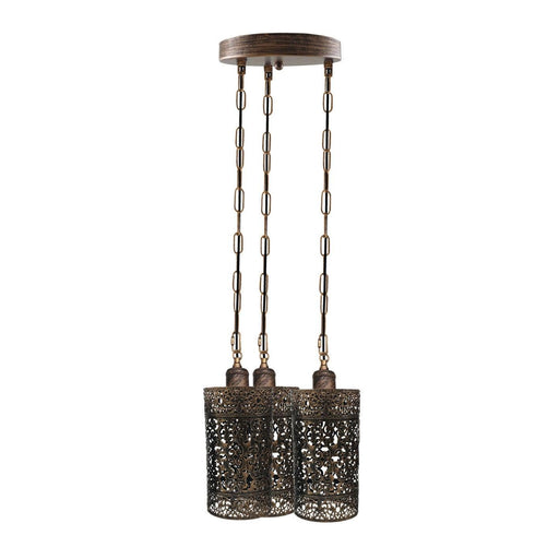 Industrial Vintage Retro light 3-way Round ceiling pendant e27 base Brushed Copper cage~3936 - Lost Land Interiors