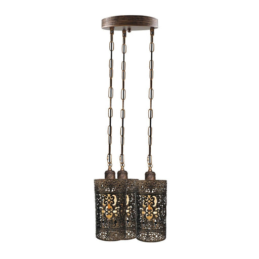 Industrial Vintage Retro light 3-way Round ceiling pendant e27 base Brushed Copper cage~3936 - Lost Land Interiors