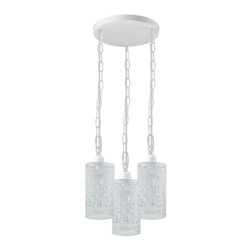 Industrial Vintage Retro light 3-way Round ceiling pendant e27 base White cage~3932 - Lost Land Interiors