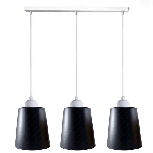 Industrial Modern Retro 3 Way Rectangle Bell shape Matt Black Pendant Light E27 UK holder~3967 - Lost Land Interiors