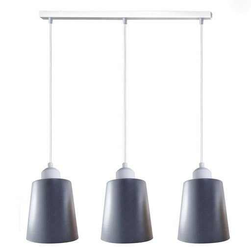 Industrial Modern Retro 3 Way Rectangle Bell shape Grey Pendant Light E27 UK holder~3966 - Lost Land Interiors