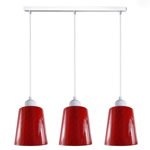 Industrial Modern Retro 3 Way Rectangle Bell shape Red Pendant Light E27 UK holder~3962 - Lost Land Interiors