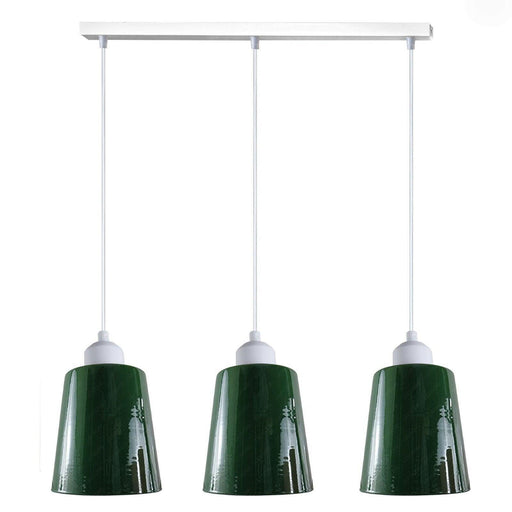 Industrial Modern Retro 3 Way Rectangle Bell shape Green Pendant Light E27 UK holder~3959 - Lost Land Interiors