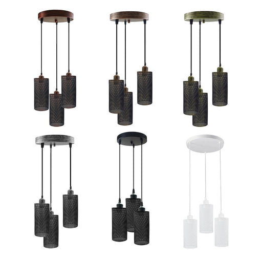Industrial vintage Retro3 way Round ceiling Various colours cage pendant light E27 Uk Holder~3968 - Lost Land Interiors